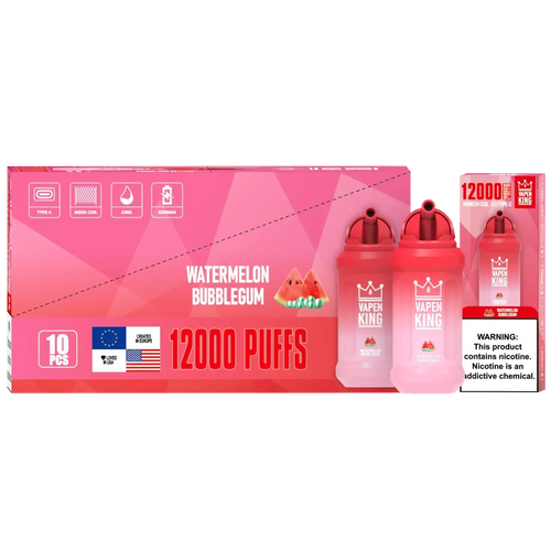 Vapen King Watermelon Bubble Gum 12000 - Pack de 10