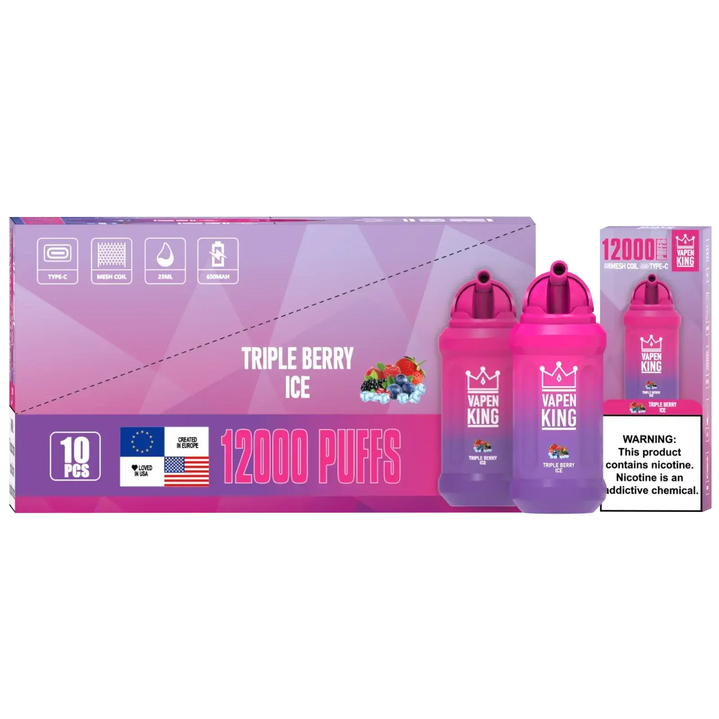 Vapen King Triple Berry Ice 12000  - Pack de 10