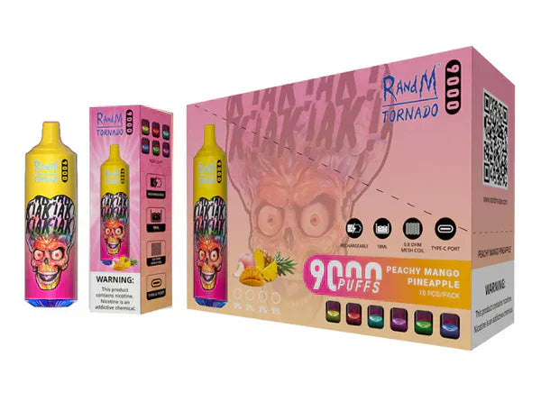 RandM Tornado Peachy Mango Pineaple 9000 - Pack de 10