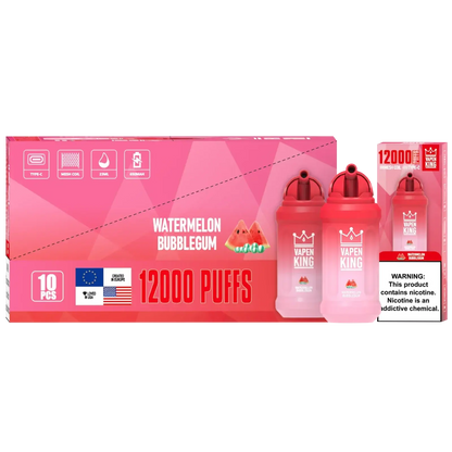 Vapen King Watermelon Bubble Gum 12000 - Pack de 10