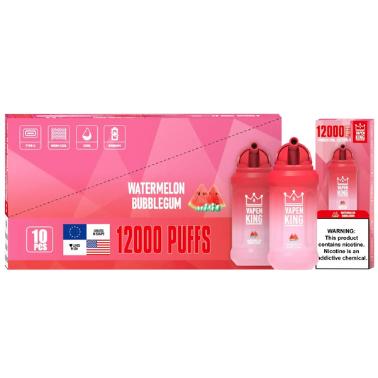 Vapen King Watermelon Bubble Gum 12000 - Pack de 10