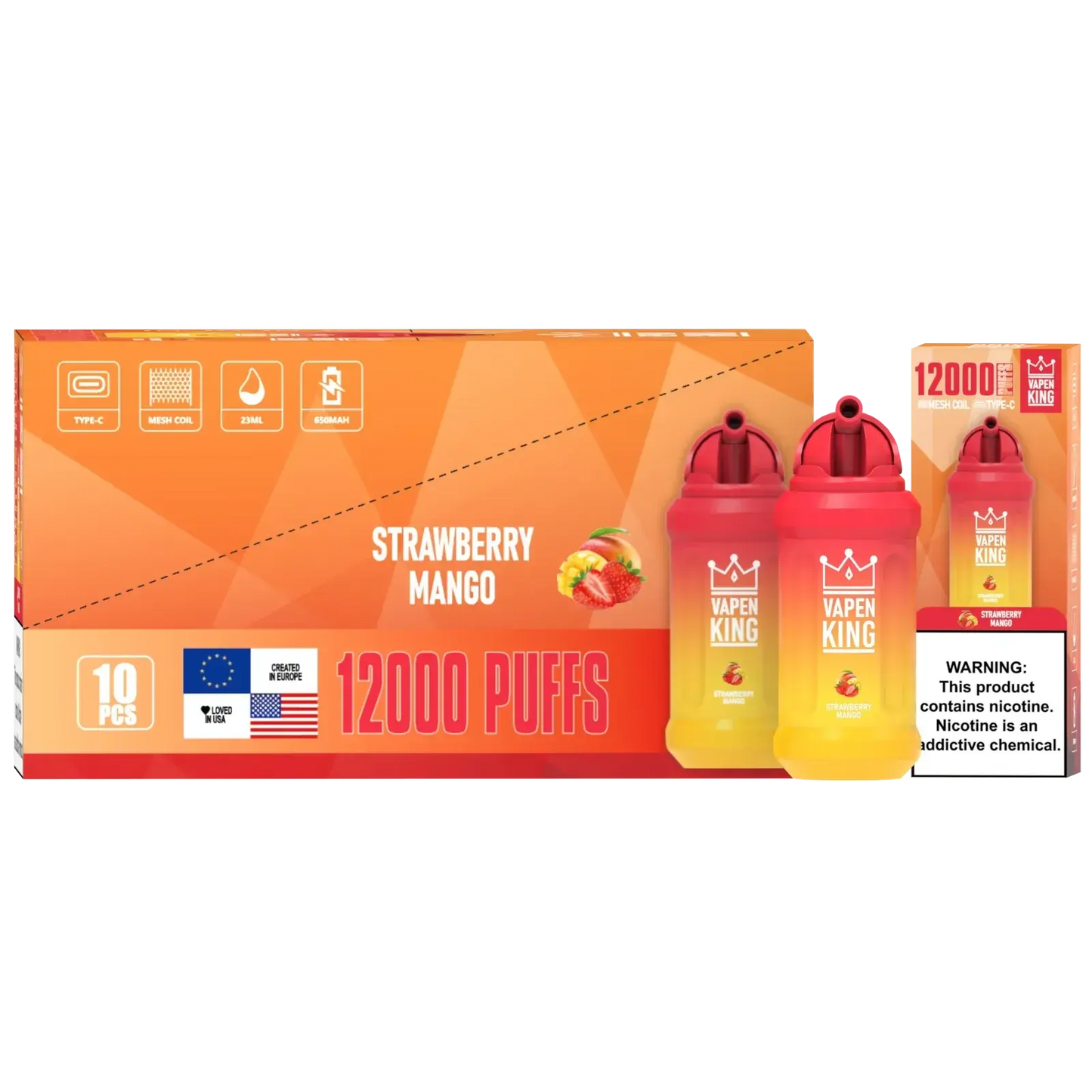 Vapen King Strawberry Mango 12000  - Pack de 10