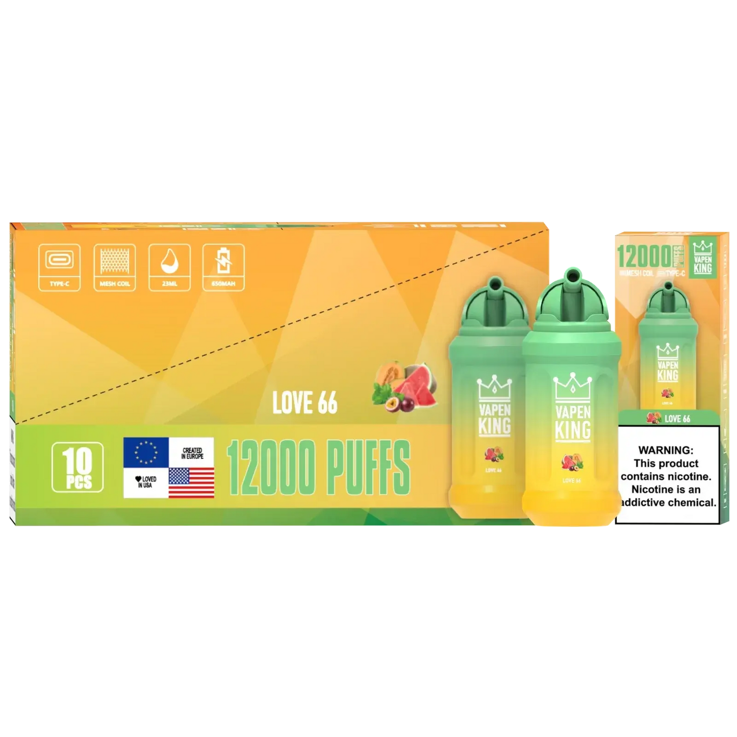Vapen King Love 12000 - Pack de 10