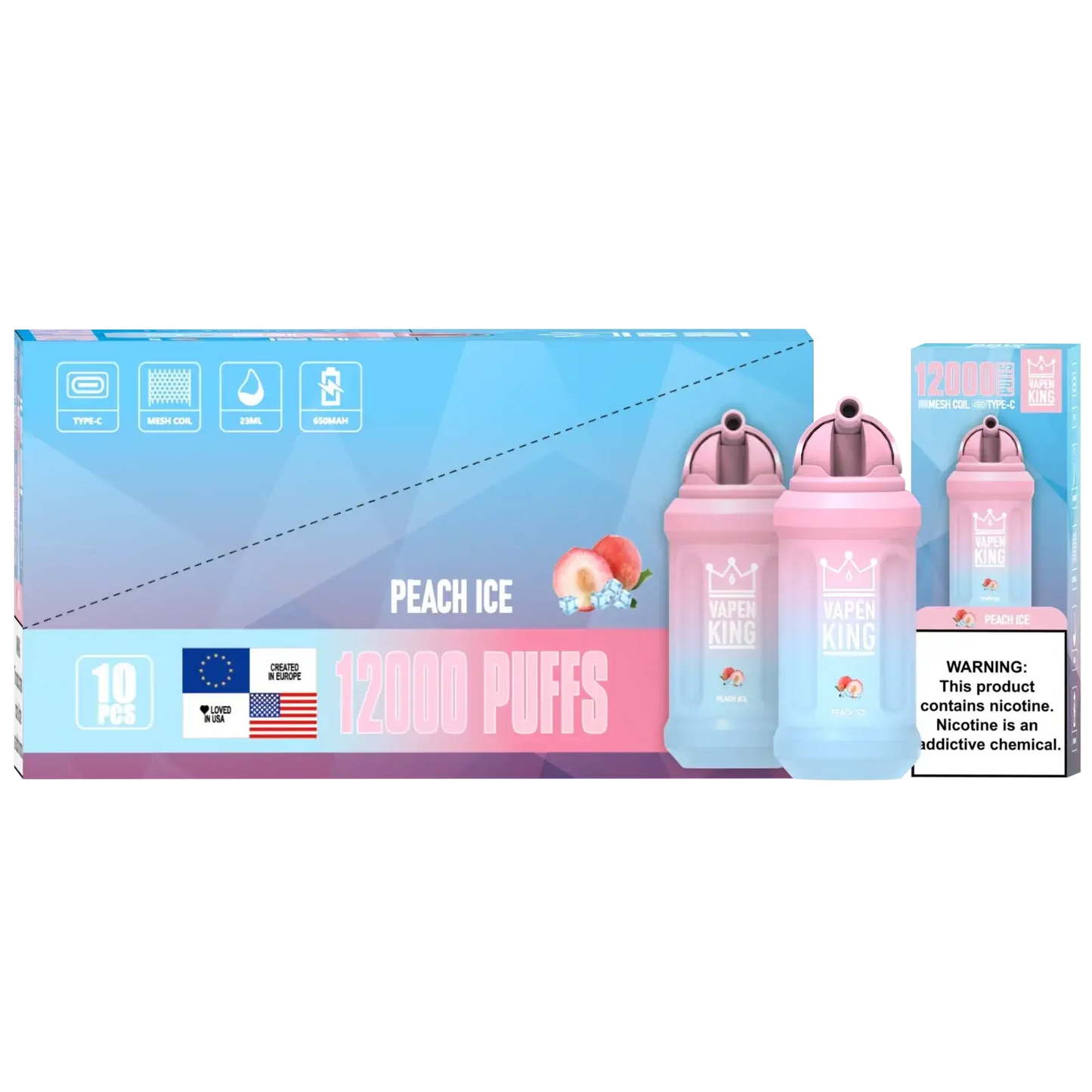 Vapen King Peach Ice 12000 - Pack de 10